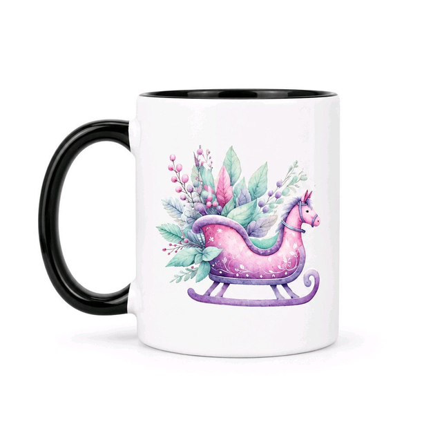 βπ Pastel Christmas Ceramic Mug with Black Handle | Festive Holiday Coffee Cup & Secret Santa Gift