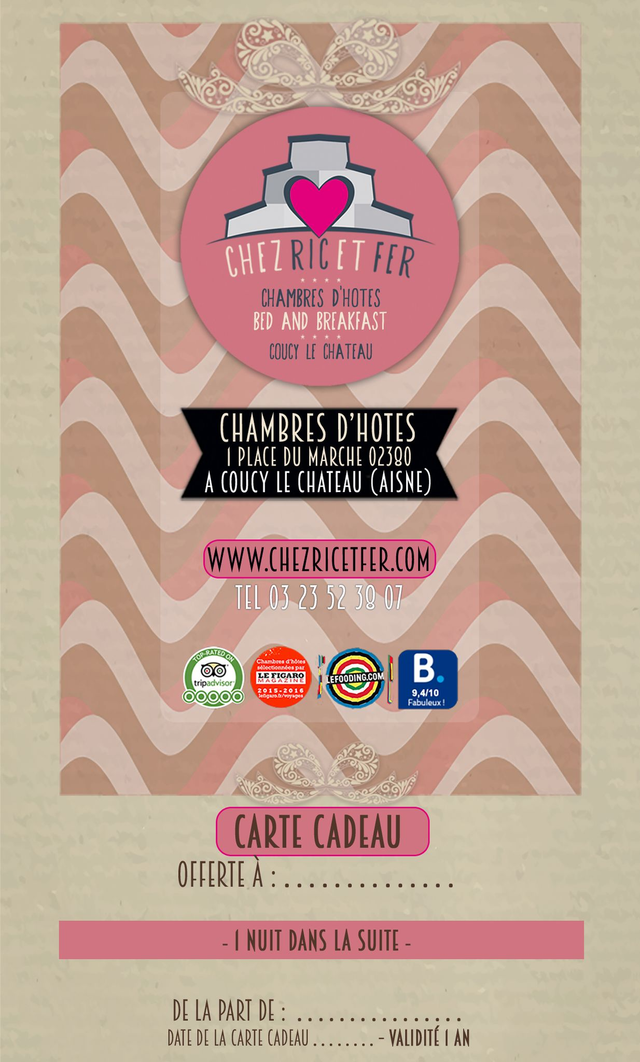 Carte Cadeau 1 nuit pour 2 personnes dans la Suite