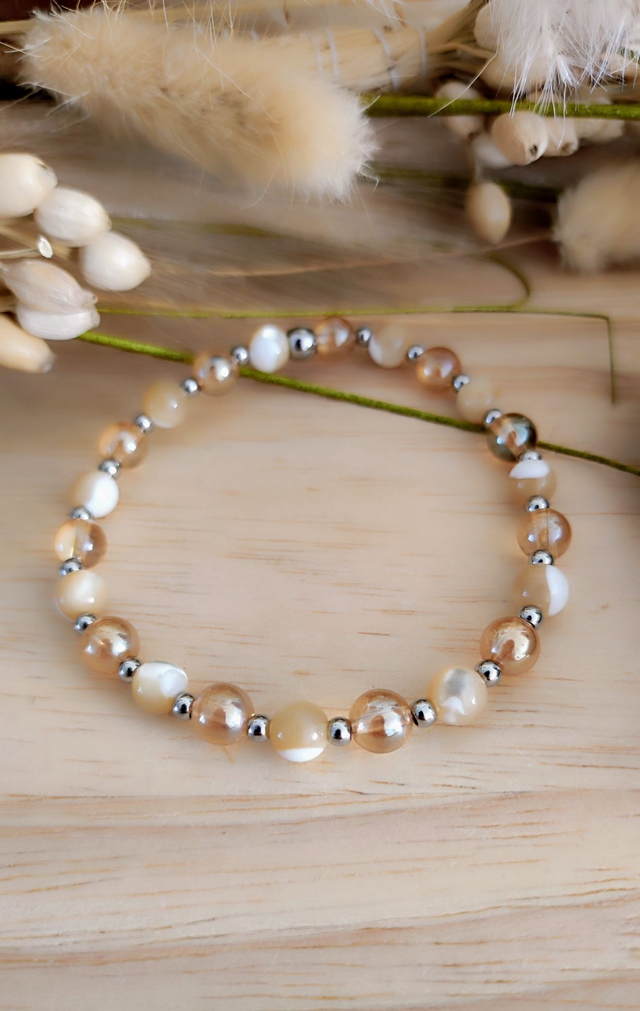 Bracelet "Mère des Perles" Nacre et Aqua Aura