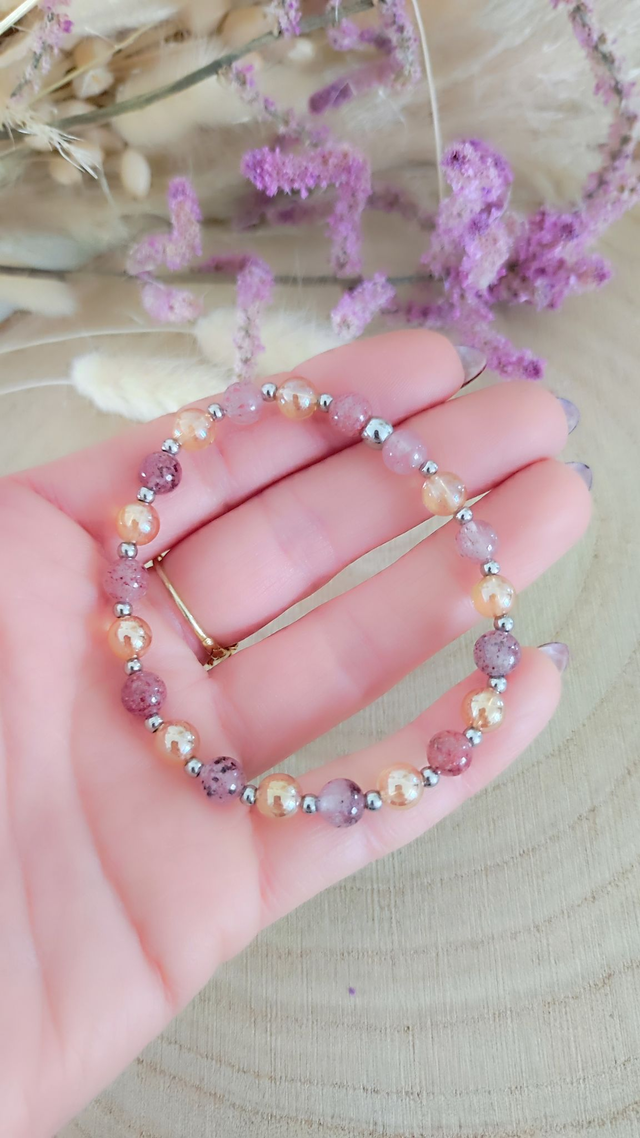 Bracelet "Épanouissement et Joie" Quartz fraise