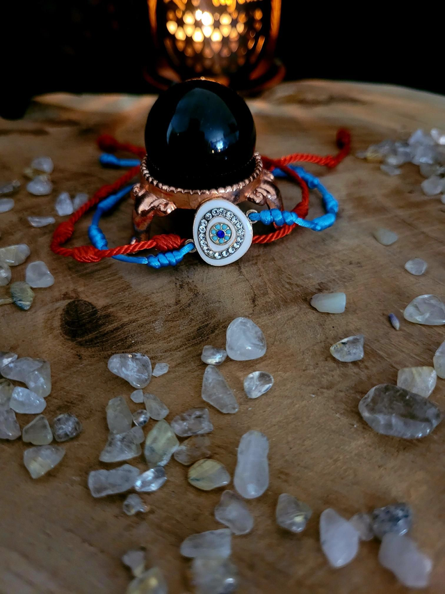 Bracelet 7 Nœuds Bleu Clair ( avec Oeil ) – Sérénité, Paix & Protection