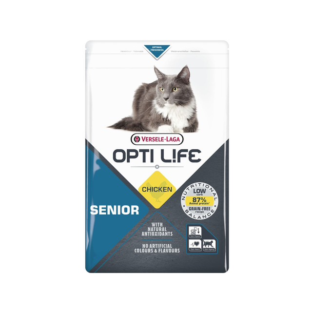 Croquettes Opti Life Chat Senior poulet : 2.5 kg (sans cereales)