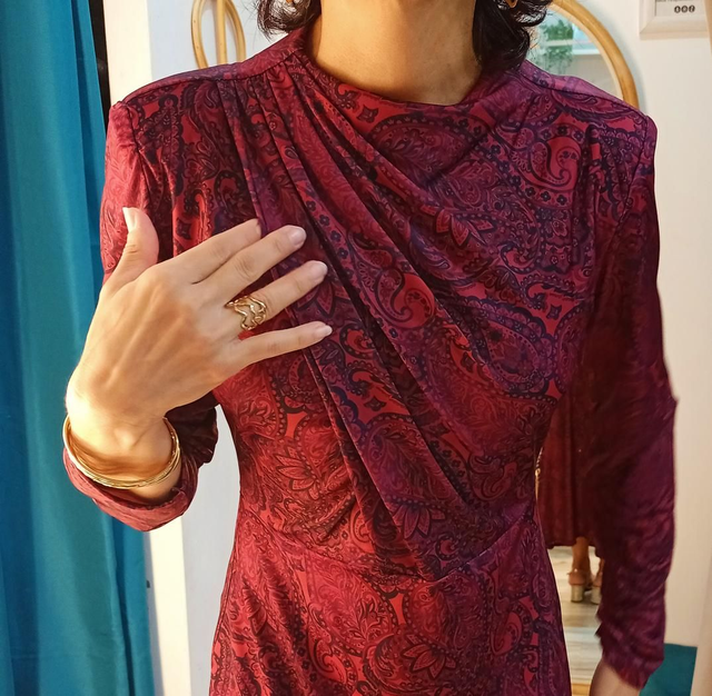 Vestido paisley burgundy