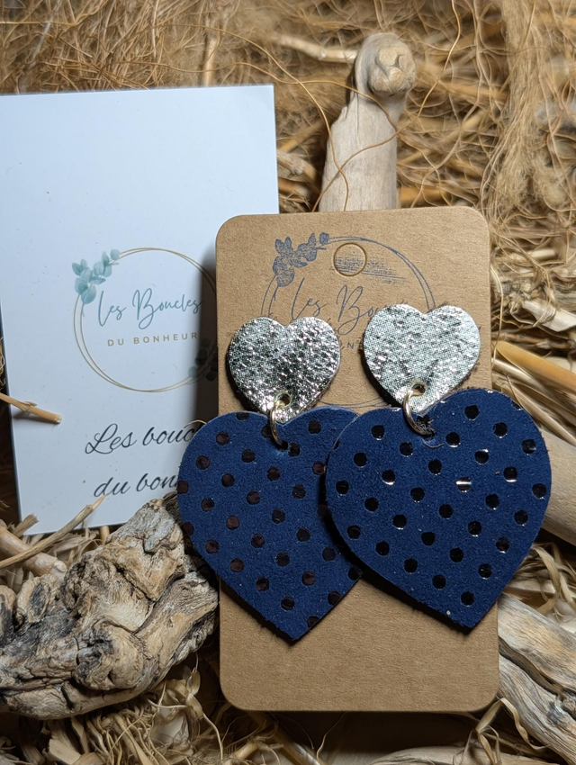 Boucles d'oreilles Louise marine à pois lo153