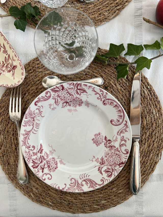 BOULE-DE-NEIGE - Suite de 6 assiettes plates signées St Amand &amp; Hamage Nord - Terre de Fer