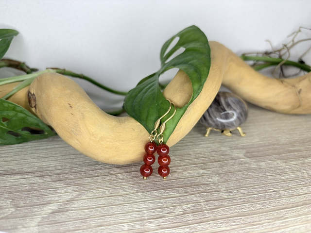 Boucles d’oreilles cornaline dorées 