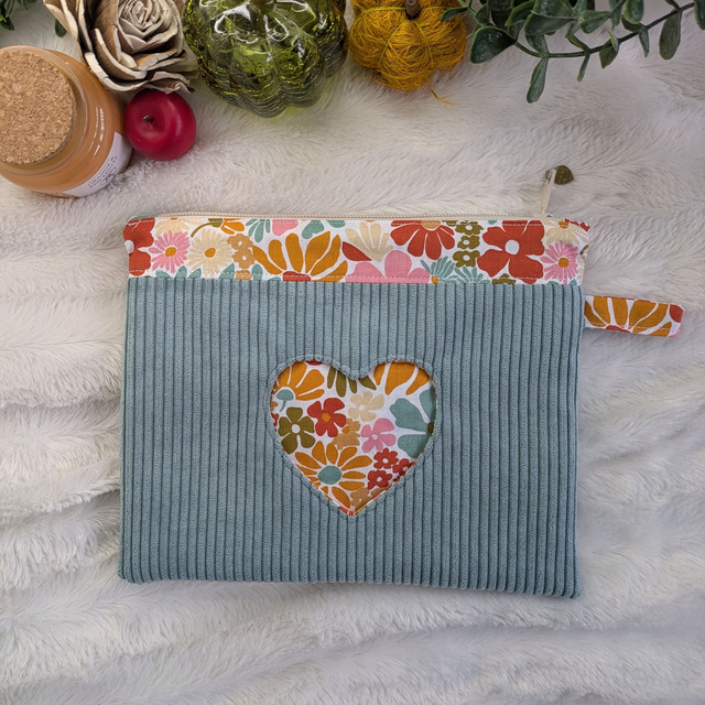 Trousse plate Petit Cœur - Bleue