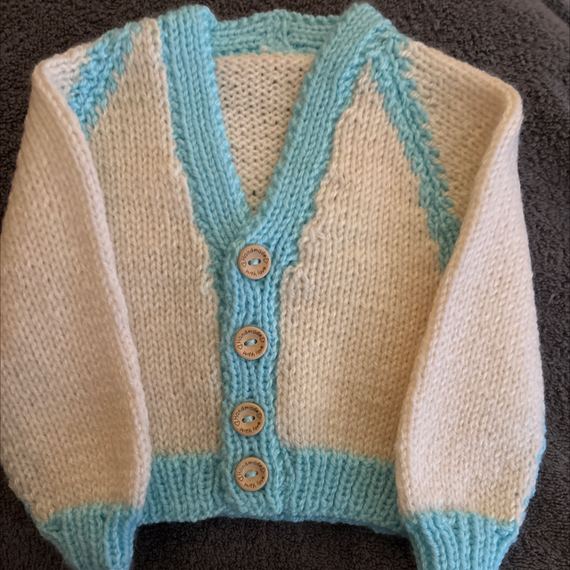 White and blue cardigan 0-3months 