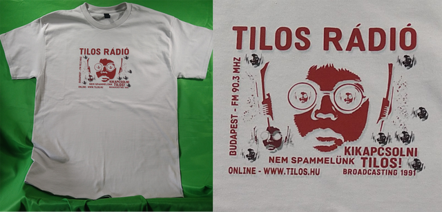 Mens T-Shirt - Ice Grey - Size 'L' - Nem Spammelünk Tilos Radio Inspired Design - Tilos Maraton Glasgow 2025 Edition - Profit goes to www.tilos.hu 