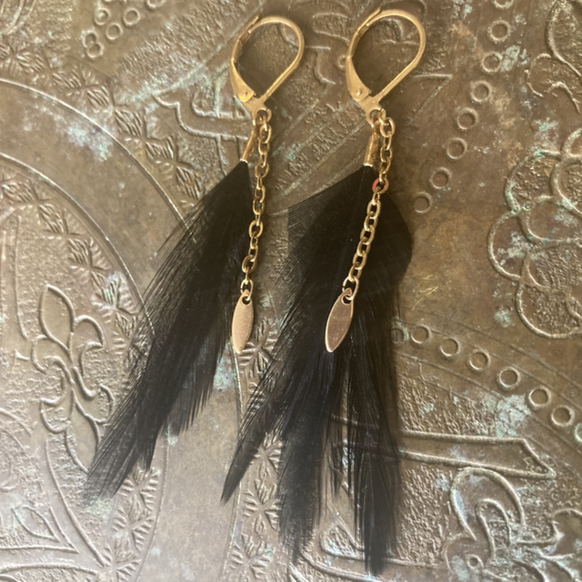 Boucles d’oreilles Birdy noire