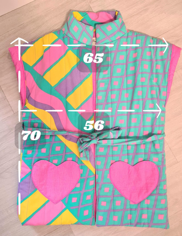 Veste matelassée année 80 en tissus upcyclés