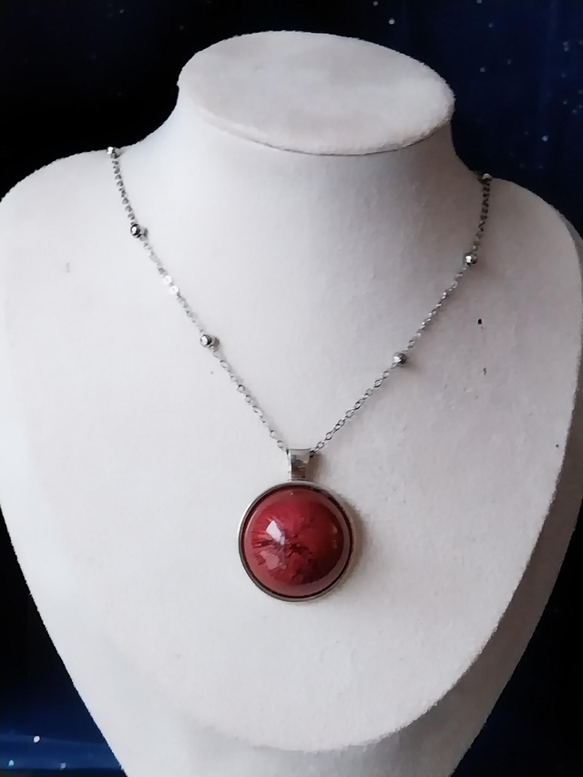 Collier rouge argenté "Nova"