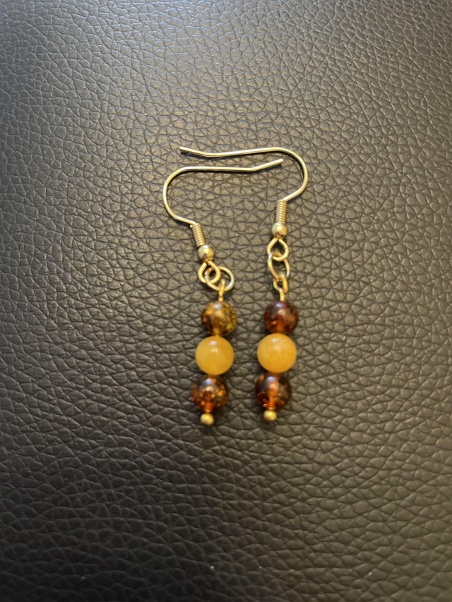  Boucles d'oreilles Ambre 2 tons 6 mm