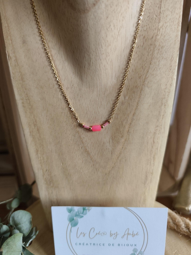 COLLIER GOLD/ PERLES ROSES 0000391