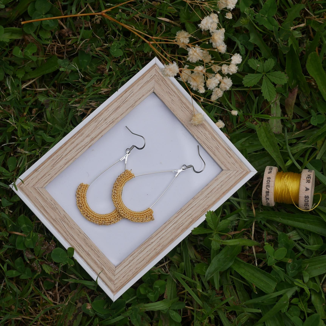 Boucles d'oreilles Créoles goutte d'eau jaune