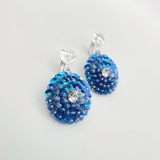 Boucles d’oreilles (clips) ZINNIA - BLEU CAPRI Ø30mm