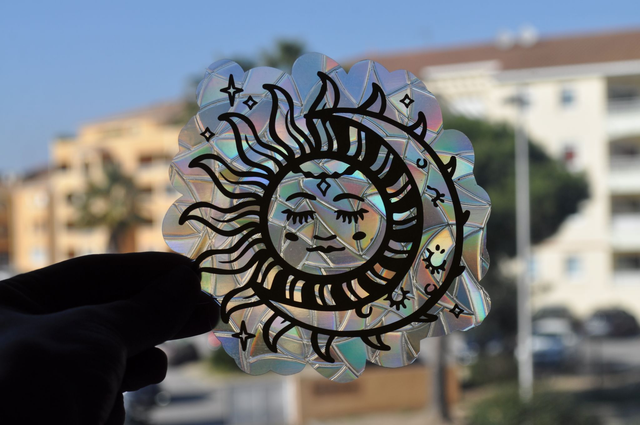 Attrape Soleil Statique - Main avec Croissant de Lune - Suncatcher
