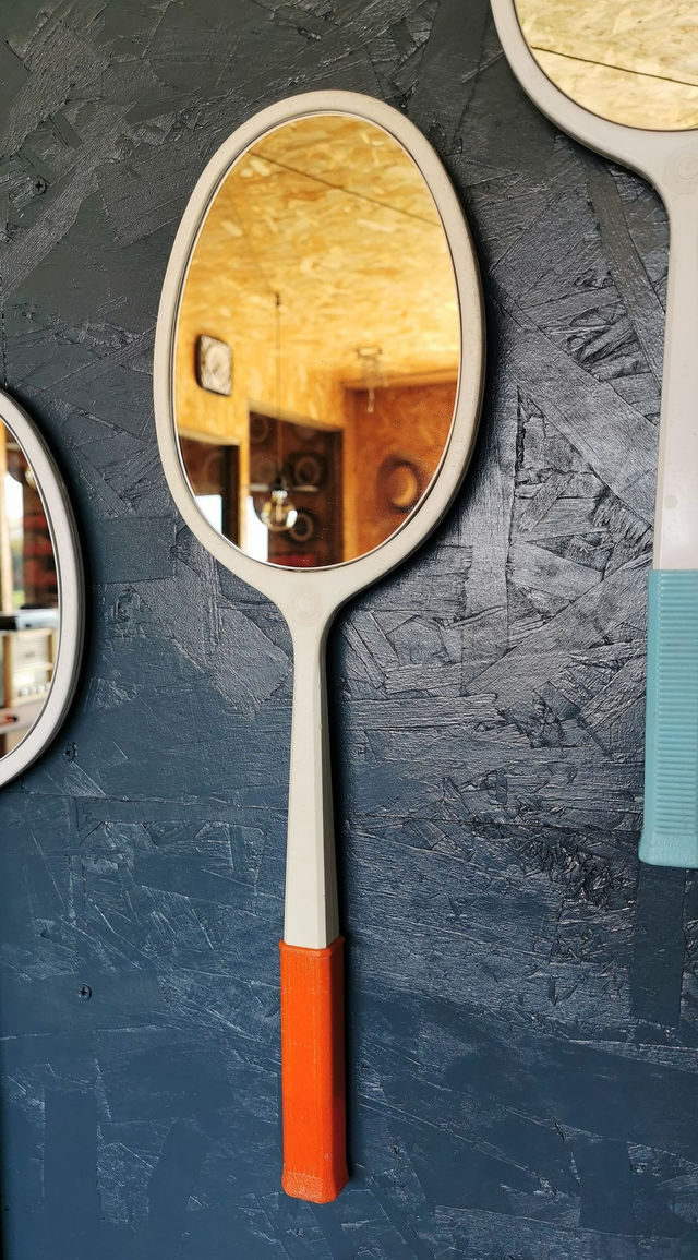 Miroir mural ovale plastique raquette vintage "Orange"