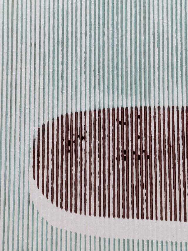 PAPER GEOMETRY (I) Mono Screen Print on Corrugated Card w/ Copper, Avocado, Indigo & Oak Gall Inks