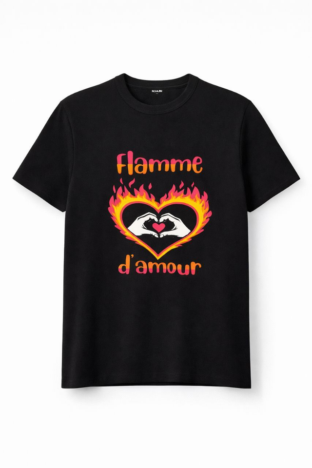 T-shirt "Flamme d'amour" - motif coeur en feu