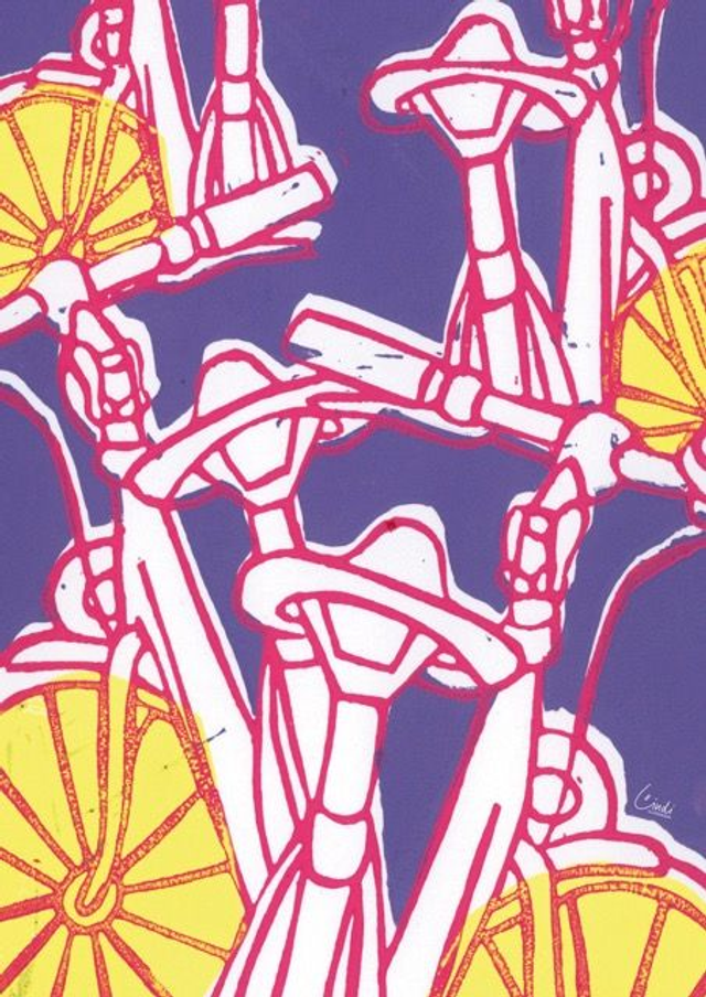 Kunstdruck A3 - Linolschnitt Velos