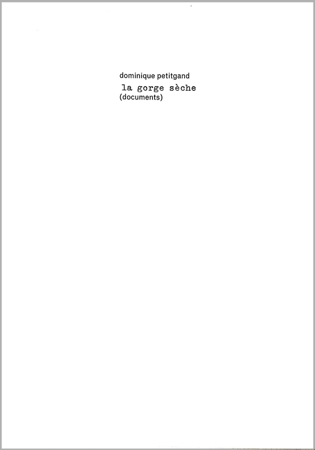 La gorge sèche - livre