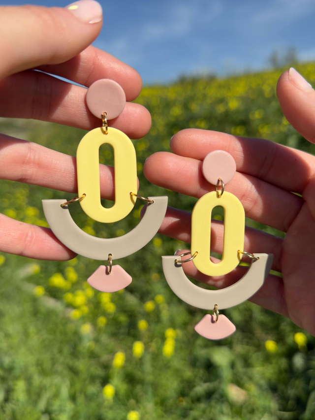 Art Déco butter yellow, dusty rose y greige