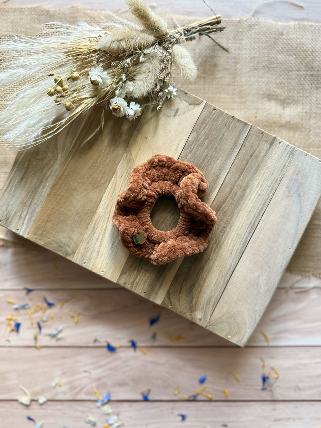 Chouchou tout doux camel à paillettes