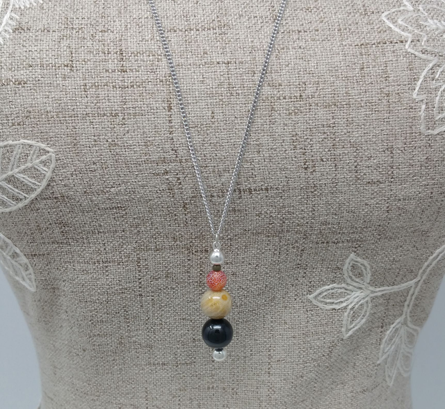 COLLIER FEMME PENDULE AGATE CRAQUELEE ET AGATE - C122FM