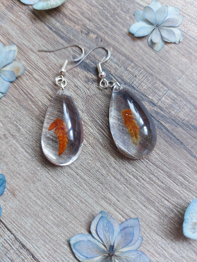 Boucles d'oreilles gouttes - fougère