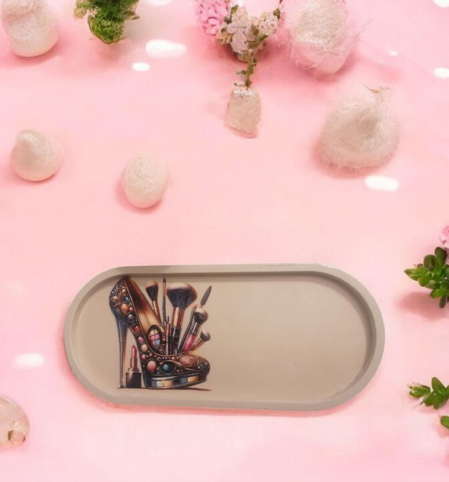 Grand plateau décoratif avec stickers maquillage 