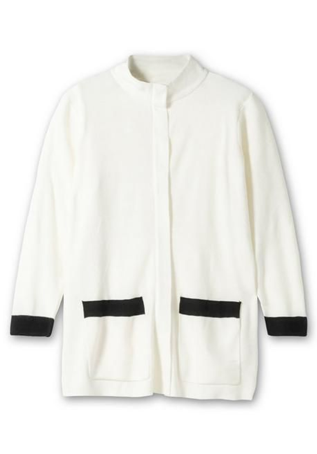 Sheego Strickjacke mit verdecktem Zipper und Kontrastdetails GR. 56