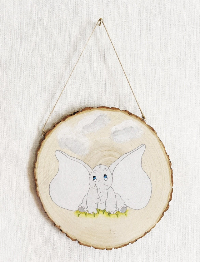 Peinture sur bois décorative d'éléphant avec ciel personnalisable 