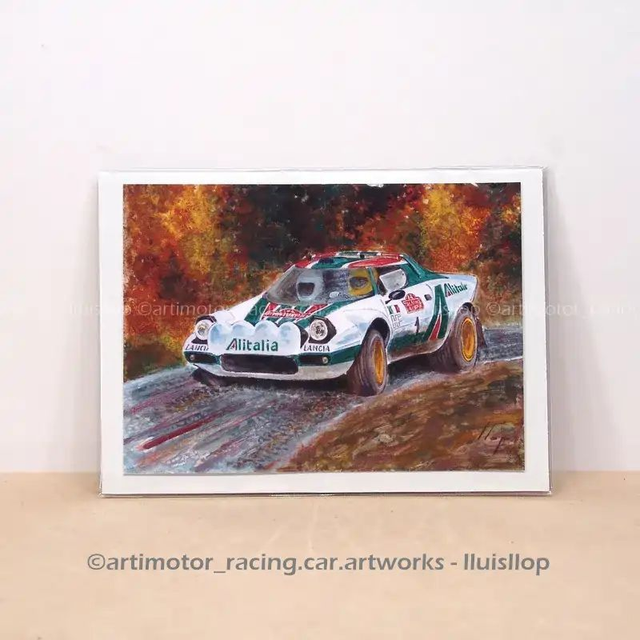 Artimotor prints - mini lito 13x18 1975 Sandro Munari Lancia Stratos rallye Sanremo
