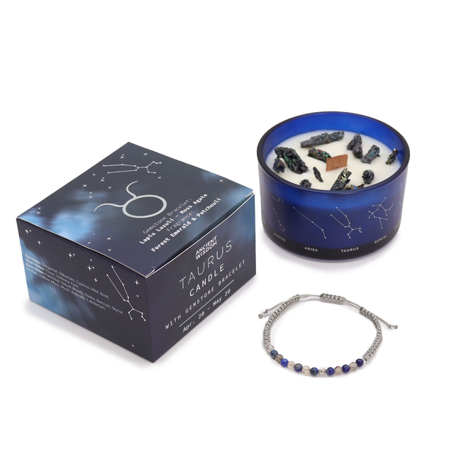 Bougie de Cristal du Zodiaque avec Bracelet - Taureau