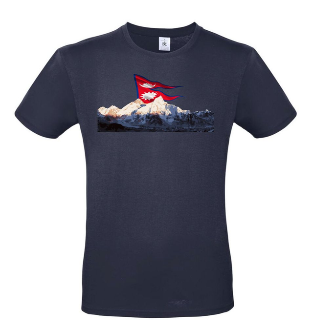 tee-shirt shop imprimé thème NÉPAL-MONT-EVEREST, emblèmes pays du monde.