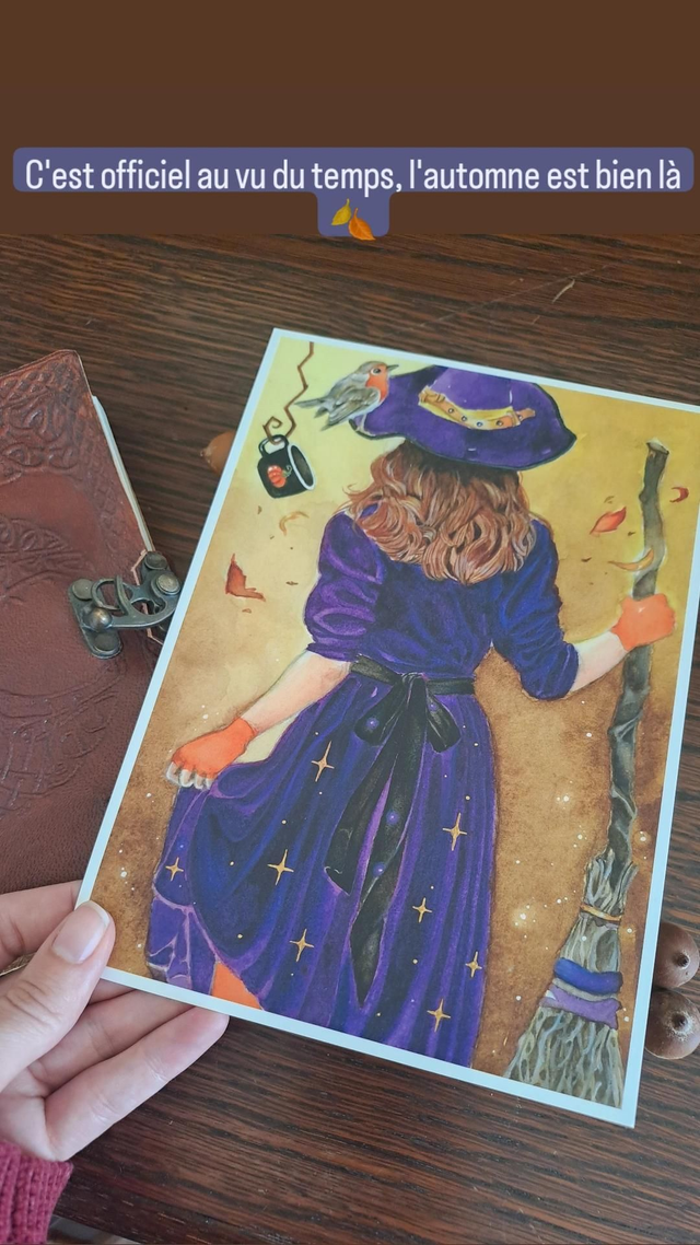 Sorcière d'automne en robe étoilée