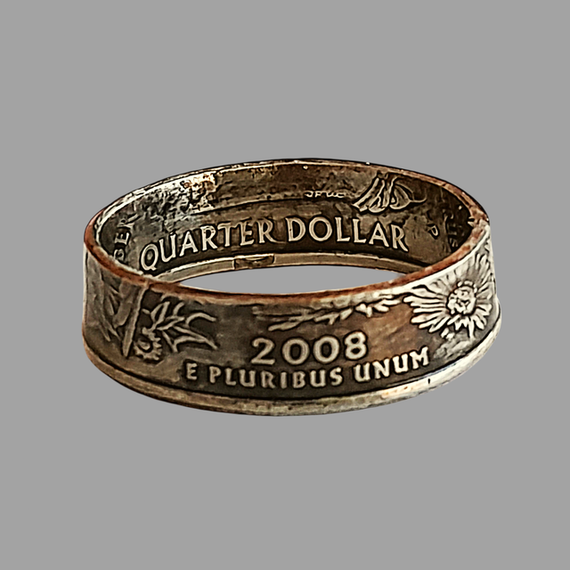 United States Oklahoma State Quarter Dollar 2008 Coin Ring   