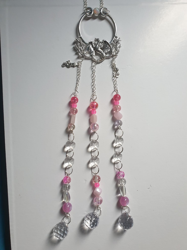 Suncatcher  - Dragon Pink 3 strand beaded
