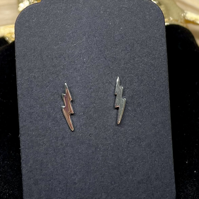 Lightening Bolt Sterling Silver Stud Earrings