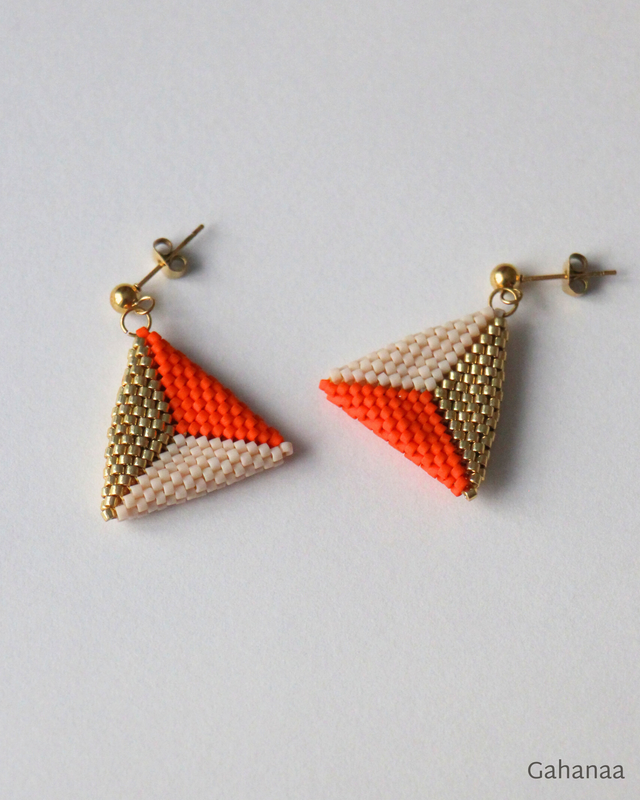 Mathilde, boucles d&#039;oreilles couleur orange tricolores