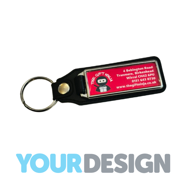 Promotional Keyrings - Rectangle Faux leather