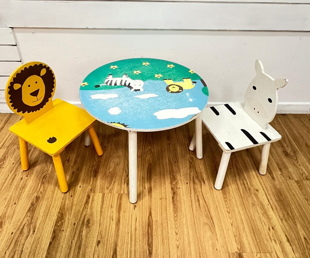 Kids wooden table  and 2 chairs