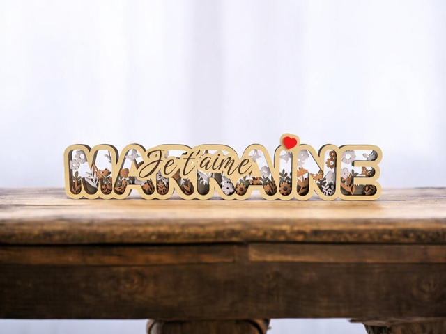 Marraine, je t'aime en bois