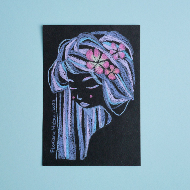 TIARÉ // mini original au crayon fluo 🖍️ 9 x 13