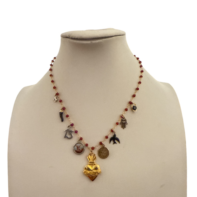 Collana con cuore oro multicharms 25AF-29