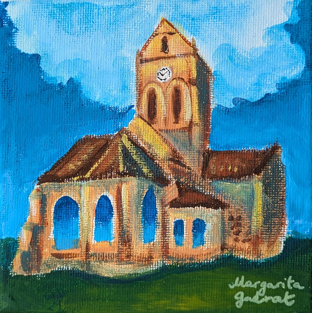 Eglise d'Auvers sur Oise 12 x 12 cm
