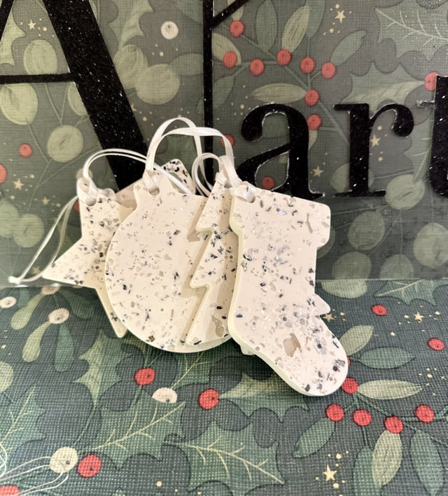 SET OF 5 BAUBLES IRIDESCENT 