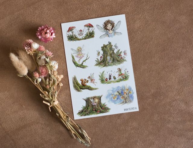 Stickervel Feeën - "Sprookjesbos" - Rozeka