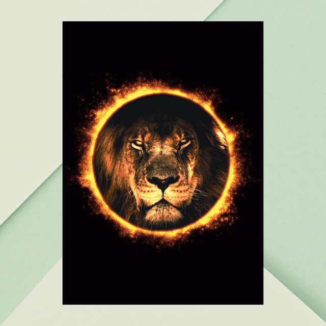 Impression Lion Anneau de Feu - Décoration Murale Faune Sauvage / Ring of Fire Lion Art Print - Wild Animal Wall Decor